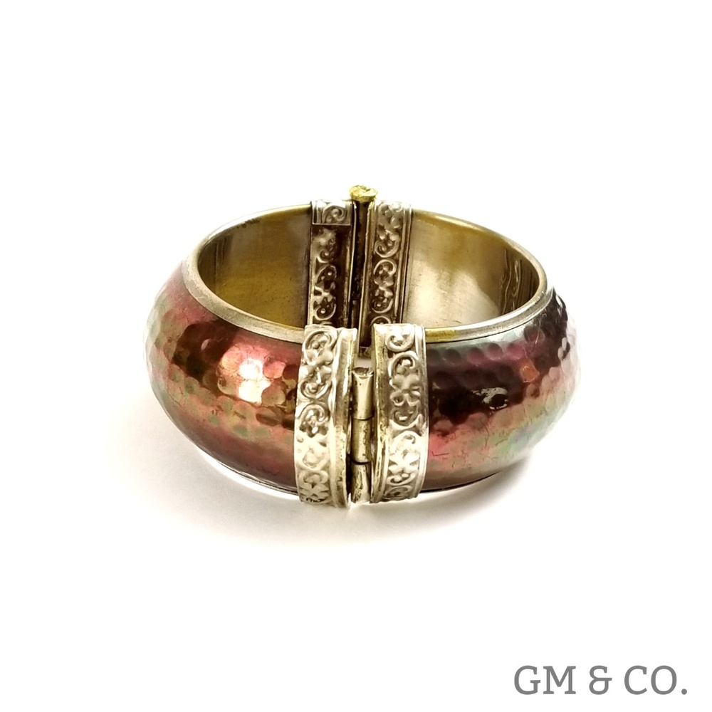 Pewter & Copper Bangle Bracelet